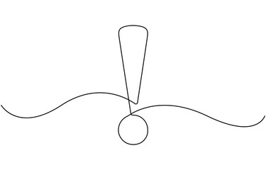 Obraz premium Single-line drawing of an exclamation mark.