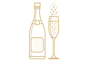 Sparkling wine and glass ready for celebration during special occasion in elegant setting