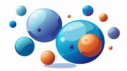 Glossy colorful 3d spheres floating on white background with reflections and shadows in a modern abstract style