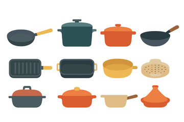 Collection of various kitchen cookware displayed on a simple background for cooking enthusiasts and culinary inspiration