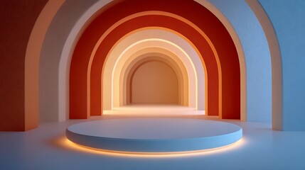 blue hall with red carpet