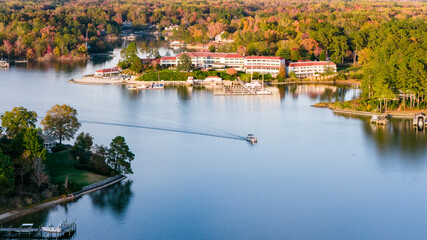 boat on a creek in irvington virginia in the fall