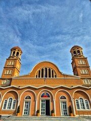  Alexandroupolis, Greece - November 01,2025.  Facade of the Cathedral of Saint Nicholas
