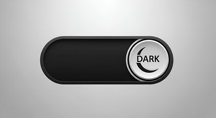 Dark mode toggle switch with a moon icon and the word dark on a light gray gradient background