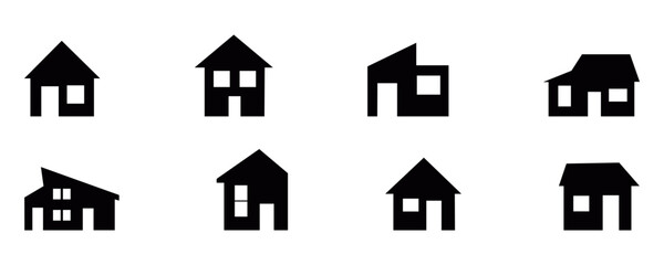 Minimal house and building silhouette vector collection featuring various residential property icons, modern architecture design, and clean geometric shapes for real estate branding and home projects