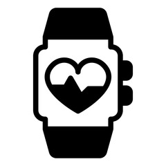 Smartwatch solid icon, body building concept. Vector graphics. Fitness bracelet, mini device with heartbeat rate sensor sign on white background, style icon mobile or web design.