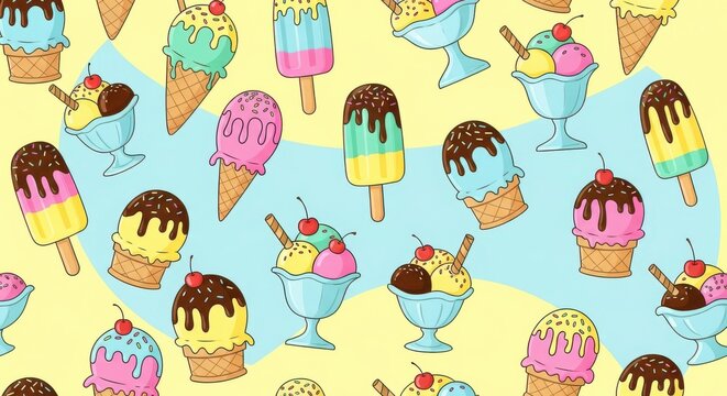 Whimsical Ice Cream Delights: A Sweet and Colorful Pattern for Summer Fun
