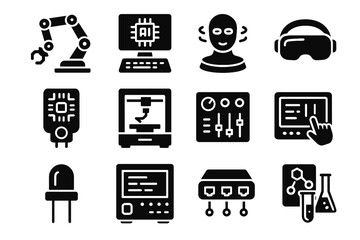 Indicator printer holographic icon vector robotics analyzer terminal icons interface panel workstation