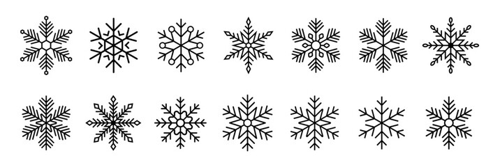 Snowflake icons collection. Snowflake vector. Happy new year, xmas, christmas. Snowflakes icons. New year ornament