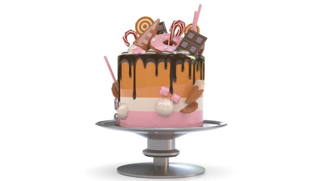 decorated chocolate cake with candy