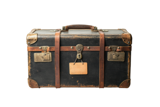 Classic black vintage travel trunk with latches

