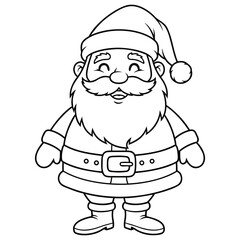 Happy Santa Claus Waving Line Art