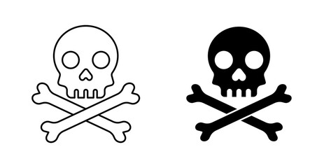 Fototapeta premium Skull Hazard Warning Icon Set, Toxic, Danger, Chemical, Poison, Radiation, Safety Symbols