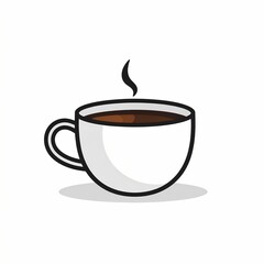 Simple White Coffee Cup with Steaming Hot Beverage Illustration.