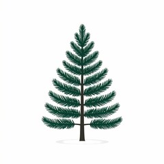 A Realistic Illustration of a Green Pine Tree on a White Background.