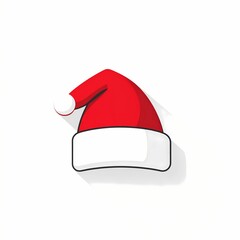 Festive Santa Claus Hat Illustration on White Background.