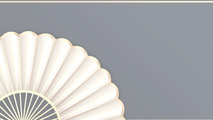 紺色の背景に輝く、白と金の扇子、上品な和風デザイン