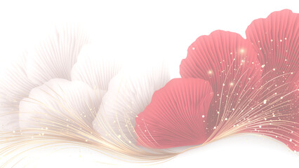 赤と白のひだ飾りと金の輝き、抽象的で美しい背景