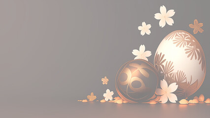 桜の花と飾られたイースターエッグ、春のお祝い