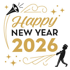 Happy new year 2026 celebration with noisemaker