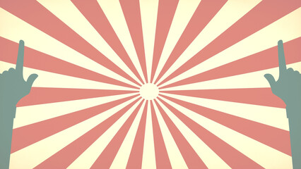 指をさす手と旭日旗、レトロなプロパガンダ風ポスター