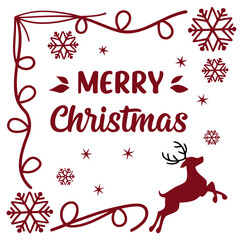 Festive merry christmas design with reindeer and snowflakes