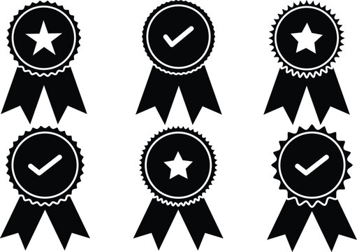 Set the company's product quality certificate is compliant the check mark symbol represents the standard quality control vector illustration