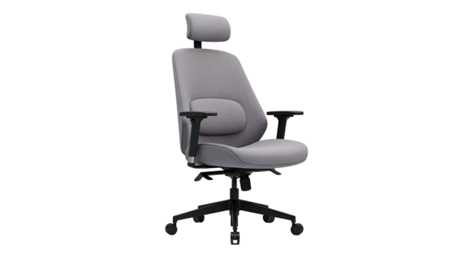3d icon of ergonomic office chair isolated on transparent background, designed for comfort, support, and productivity in workplace