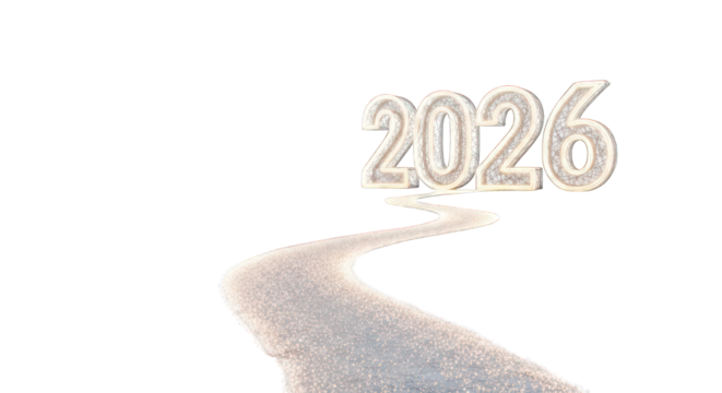 Sparkling path to the year 2026 isolated on a transparent background