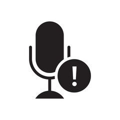 Solid Microphone Warning Icon with Exclamation Mark