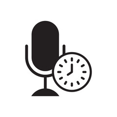 Solid Time Limit Microphone Icon with Clock Timer