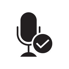 Solid Recording Complete Microphone Icon Check Mark