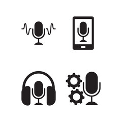Solid Headphone and Microphone Audio Settings Icon Set