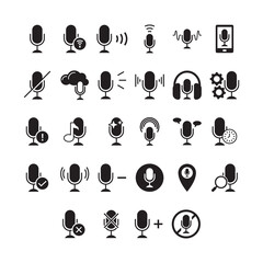 Comprehensive Bold Solid Microphone and Audio Icon Set