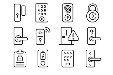 Log smart control touch lock monitor icon access keypad mechanism vector
