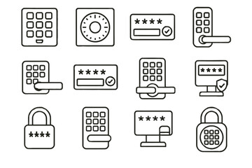 Password vector digital numeric padlock icon dial lock key secure virtual latch