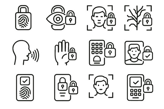 Keypad pattern vector lock face biometric panel access icons security scanner icon