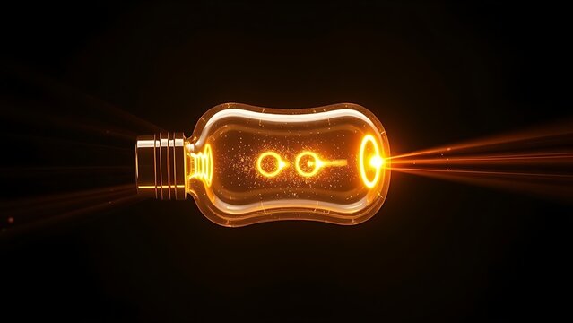 Klein bottle battery emitting self-recharging light beams, showcasing paradoxical energy loops.