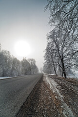 A frosty road in late autumn.