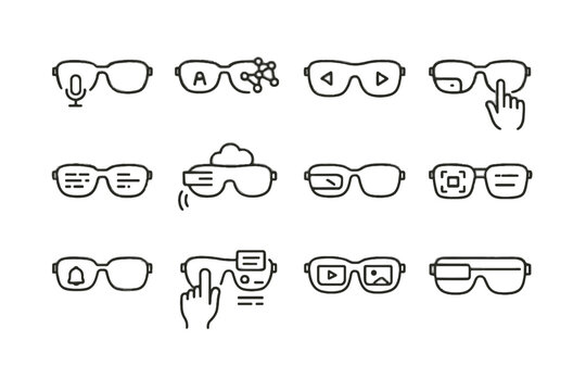 Interactive ar content lenses data interface icon vector wearable smart glasses