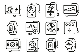 Fototapeta premium Mat activity battery energy icon booster vector fitness hub exercise pad charger