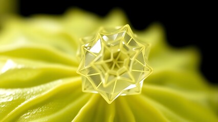 infamy. Magnified pollen grain with geometric facets and organic form, natural lighting. gardening catalogs, home-decor guides, designed for home decor and floral branding, promotes healthy living.