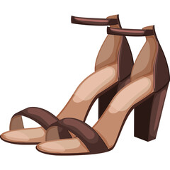 A Pair of Two-Toned Brown and Beige Open-Toe High-Heeled Sandals With Ankle Straps Presented On A White Background