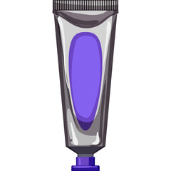 A purple toothpaste tube with a gray cap and white background illustration