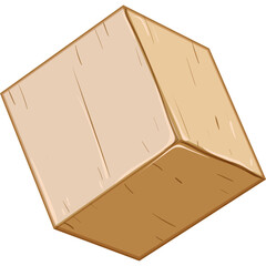 A simple brown cube with a transparent background showcasing a realistic wooden texture with subtle wood grain details and clean edges on a white studio background