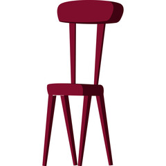 A Simple Maroon Chair With A Tall Back And Four Legs Presented On A White Background With No Distractions Or Clutter