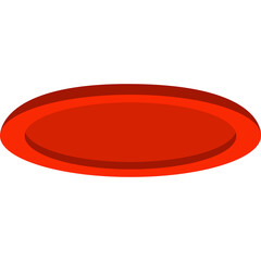 A Bright Red Disc With A Raised Rim Casts A Subtle Shadow On A White Background
