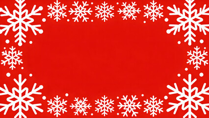 Lively red background with white snowflakes and dots, ideal for winter holiday designs and cheerful graphics.