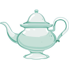 A Mint Green Teapot with a Curved Handle and Spout on a Transparent Background