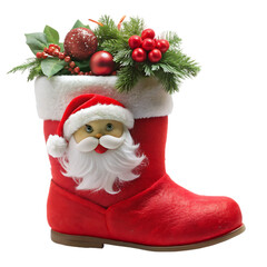 Christmas Santa Boot Filled with Festive Decorations